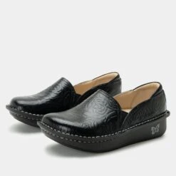 Shoes Debra Black Embossed Rose Shoe