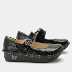 Shoes Paloma Black Embossed Rose Mary Jane -ALEGRIA SHOES SALE PAL 531 S2 044cd761 ccc5 40b5 8e25 01d7cbe8f27d